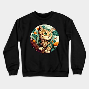 Baby Cute Cat Flower - Floral Cat Lover Crewneck Sweatshirt